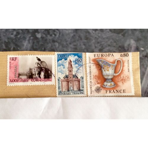 Lot De 3 Timbres: Brassaï 1999, Vire 1967, Europa Faïence De Strassbourg 1976