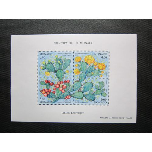 Monaco. Bloc N° 55 (1992). Les Quatre Saisons Du Figuier De Barbarie Du Jardin Exotique.