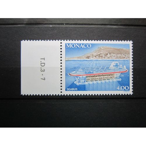 Monaco. Timbre N° 1852 (1992). Mise En Service Du "Seabus", Sous-Marin A Coque Transparente Pour Promenades Dans Les Fonds Marins.