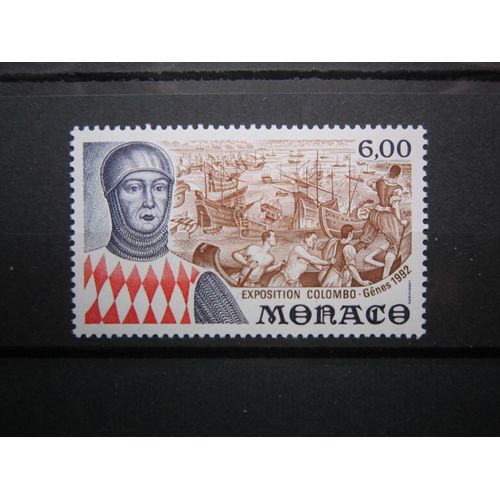 Monaco. Timbre N° 1829 (1992). Exposition "Colombo" A Genes (Italie).