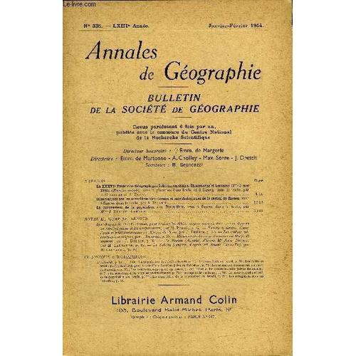 Annales De Geographie N°335 - Observations Sur Les Caractères Structuraux Et Morphologiques De La Région De Rouen, Le Mouvement De La Population Aux Etats-Unis, ...