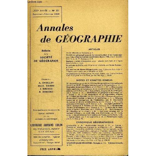 Annales De Geographie N°371 - Rostock : Notes D'excursion, Le Pétrole En Sicile, Les Ma'dan De Basse-Mésopotamie, ...