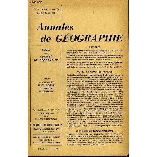 Annales De Geographie N°374 - Intérêt Géographique Des Analyses Polliniques, La Portée Géographique Des Programmes D'action Régionale Français, ...