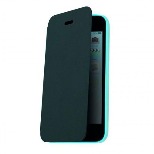 Etui Rabat Latéral Pour Iphone 5c Coloris Gris Et Dos Transparent