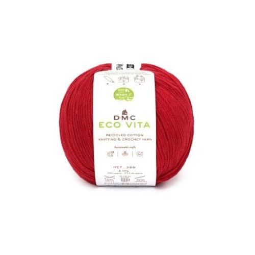 Fil De Coton Recyclé Eco Vita Pour Tricot Et Crochet - 100gr - Dmc 555 Lueur Rouge