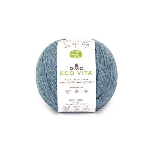 Fil De Coton Recycl? Eco Vita Pour Tricot Et Crochet - 100gr - Dmc 117 Bleu Gris
