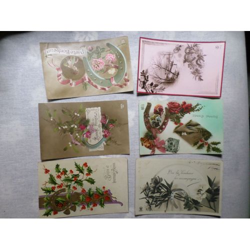 Lot De 6 Cartes Postales Anciennes Porte Bonheur Fer A Cheval Annee 1900-1930 Lot 3