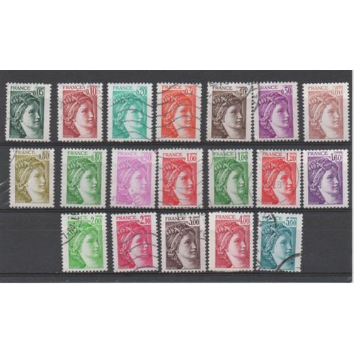 France: Lot De 19 Timbres Type Sabine De Gandon, Oblitérés En Très Bon État, Tous Différents.
