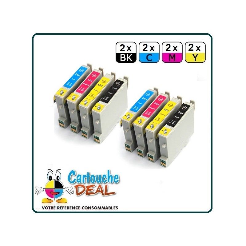 EPSON T0615 : Lot 8 cartouches compatible Stylus DX4200 DX4250 DX4800 DX4850