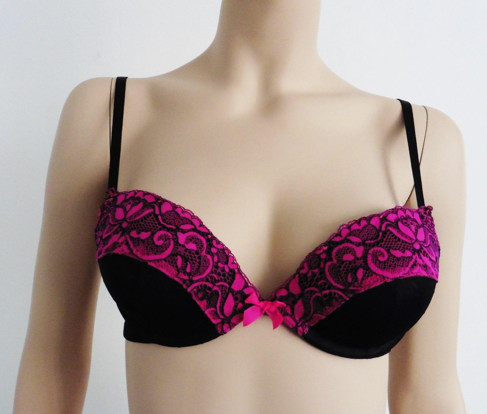 Soutien-gorge noir à dentelle rose. La Senza. Taille 80 A | Rakuten