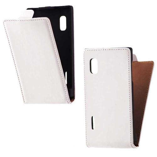 Etui Coque Housse Slim À Clapet Lg L5 E610 En Simili Cuir - Blanc