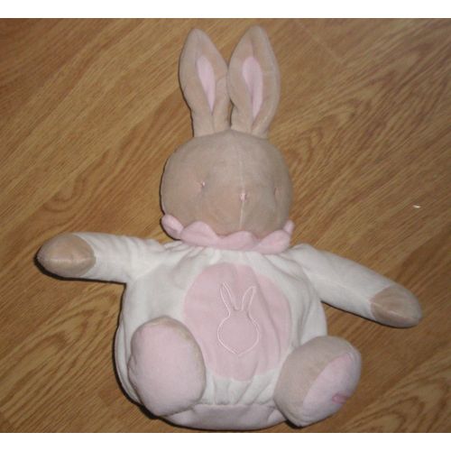 Doudou Peluche Klorane Lapin Rabbit Bunny Liève Hase Rose Blanc Beige Laboratoires Bébé Boule 25 Cm Avec Oreilles Klorane 