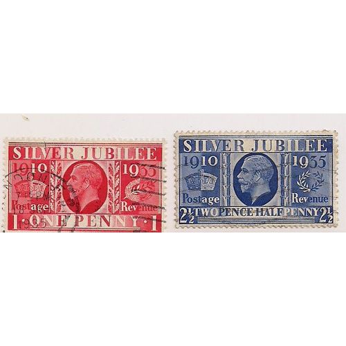 Grande-Bretagne- Lot De 2 Timbres Oblitérés- Silver Jubilée George V- N°202 Et N°204