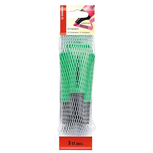 Stabilo Filet De 3 Surligneurs Neon Tendance Pte Biseautée 2- 5 Mm Vert