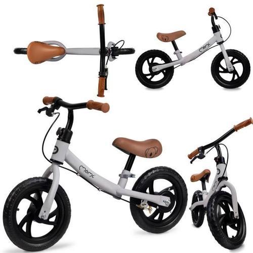 Momi Breki - Velo Bebe Draisienne - Réglage De La Hauteur, Frein, Sans Pedales - 12" Roues - Style Sportif - Gris