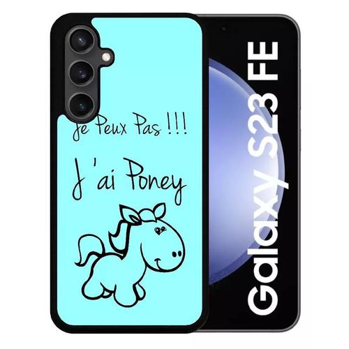 Coque Pour Galaxy S23 Fe - Citation Poney Turquoise - Silicone - Noir