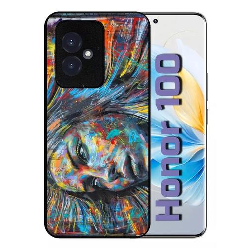 Coque Pour Honor 100 - Visage En Couleur - Silicone - Noir