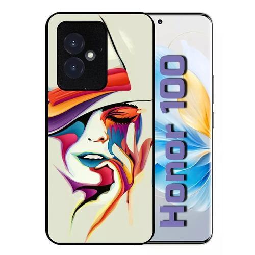 Coque Pour Honor 100 - Visage Abstrait - Silicone - Noir