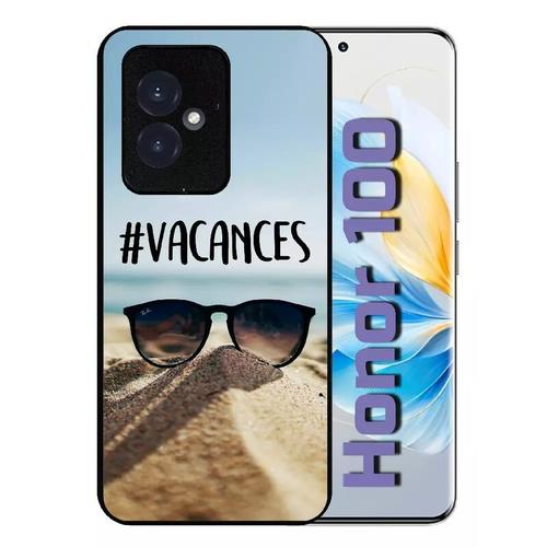 Coque Pour Honor 100 - Vacances Lunette Plage - Silicone - Noir