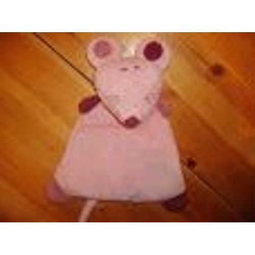 Doudou Souris Plate Rose Clair Bout Chou