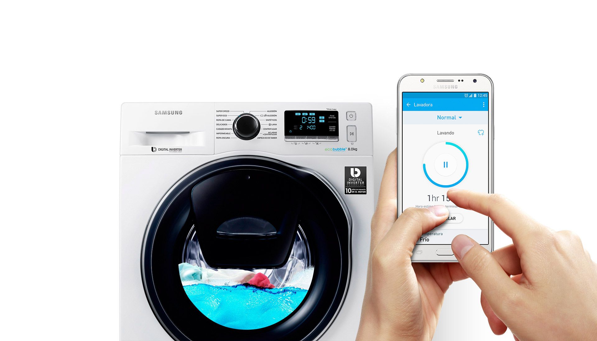 Samsung WW80K6414QW - Machine  laver - indpendant - largeur : 60 cm - profondeur : 55 cm - hauteur : 85 cm - chargement frontal - 63 litres - 8 kg - 1400 tours/min - blanc_image_3|Rakuten