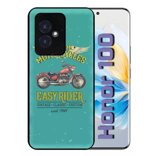 Coque Pour Honor 100 - Moto Rtro Easy Rider - Silicone - Noir