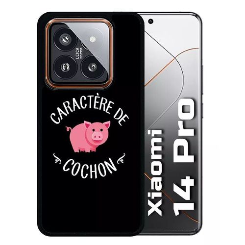 Coque Pour Redmi 14 Pro - Caractere De Cochon Fond Noir - Silicone - Noir