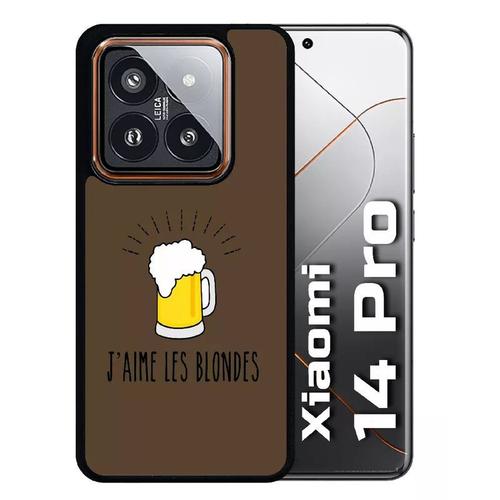 Coque Pour Redmi 14 Pro - J Aime Les Blondes Biere Fond Brun - Silicone - Noir