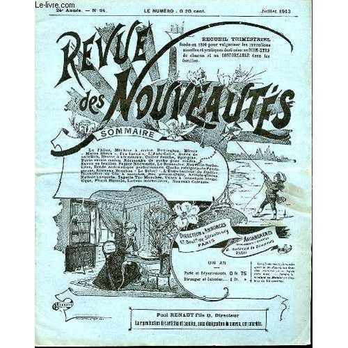 Revue Des Nouveautes N°94 / Juillet - Le Philos, Machine À Écrire Remington. Miroir « Main Libres », Fox Harnais, L'auto-Calor, Bouee De Natation, Brosse À Aluminium, Collier Douche ...