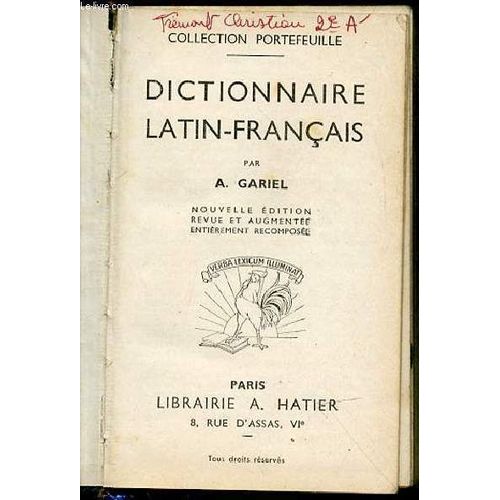 Dictionnaire Latin-Francais.