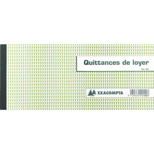 Exacompta Lot De 5 Carnets À Souche "Quittances De Loyer" 135 X 185 Mm 50 Feuillets