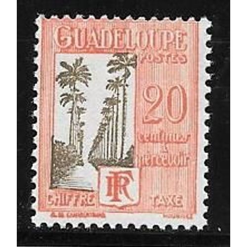 Timbre Taxe De Guadeloupe De 1928,N°30,20c.Allée Dumanoir,À Capesterre.