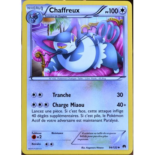 Carte Pokémon 94/122 Chaffreux 100 Pv Xy - Rupture Turbo Neuf Fr