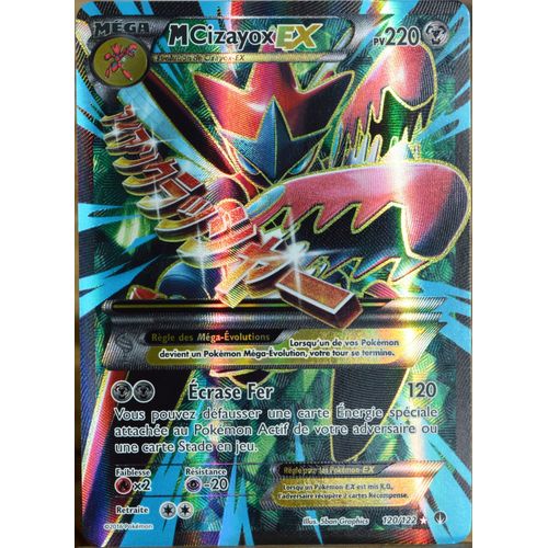 Carte Pokémon 120/122 Méga Cizayox Ex 220 Pv - Ultra Rare - Full Art Xy - Rupture Turbo Neuf Fr