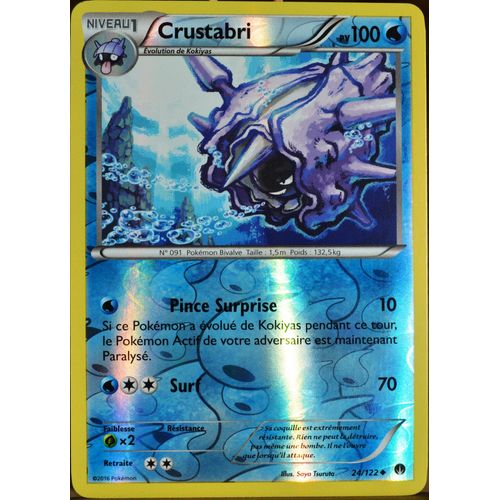 Carte Pokémon 24/122 Crustabri 100 Pv - Reverse Xy09 - Rupture Turbo Neuf Fr