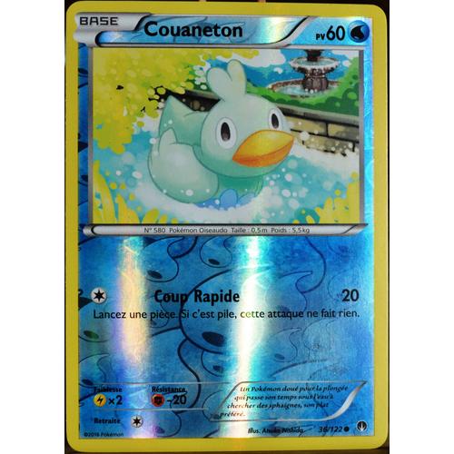 Carte Pokémon 36/122 Couaneton 60 Pv - Reverse Xy09 - Rupture Turbo Neuf Fr