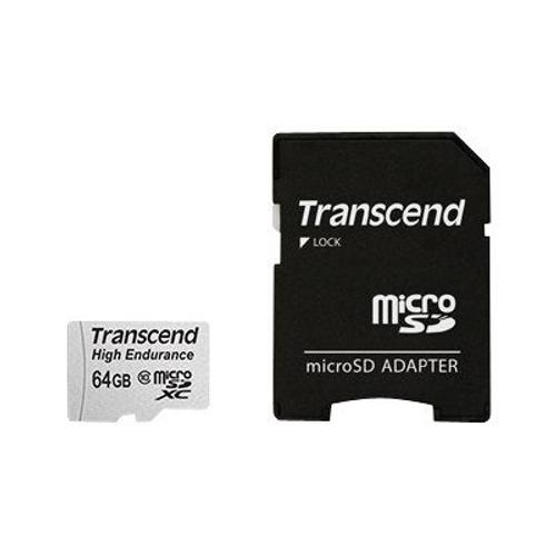 Transcend High Endurance - Carte mémoire flash (adaptateur SD inclus(e)) - 64 Go - UHS-I U1 / Class10 - micro SDXC