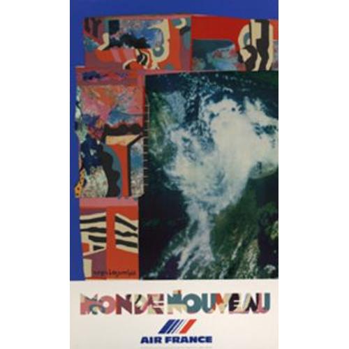 Air France - Roger Bezombes - Monde Nouveau - Affiche / Poster Livré Roulé