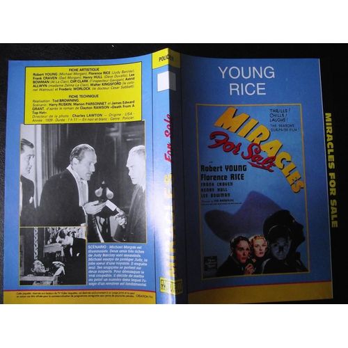 Jaquette Du Film.Miracles For Sale(1939).Réalisation.Tod Browning Avec Robert Young Florence Rice Frank Craven Henry Hull