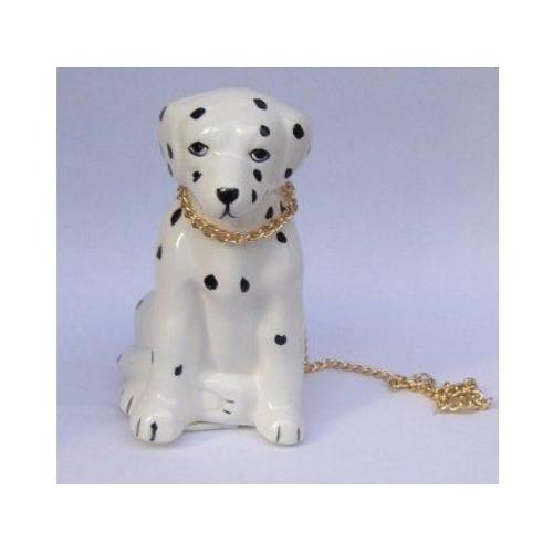 Dalmatien Assis Avec Laisse En Porcelaine 10cm - Chien - Animaux - Figurine
