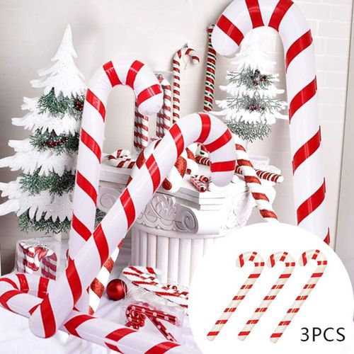 Cannes de bonbon gonflables géantes 3 pièces pour la décoration de Noël goodnice