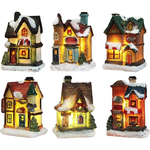 Village de Noël avec éclairage, Lanterne de Noël LED, Décoration de Noël, goodnice