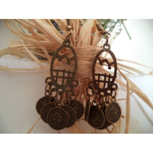 Boucles D'oreilles Camée Pendantes Neuve