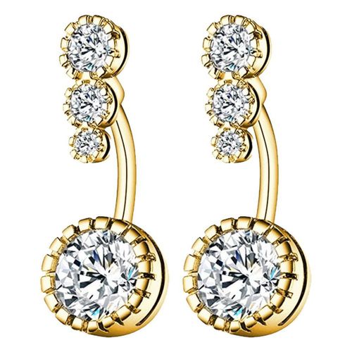 Nouveau Piercing Nombril Acier Inoxydable Unisexe Haut-Bas Diamant Doré Goodnice