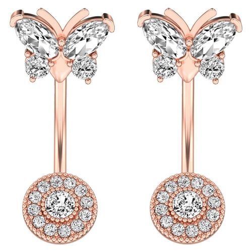 Nouvelles Boucles D'oreilles À Clous Pour Nombril En Acier Inoxydable, Papillon Incrusté, Or Rose Goodnice
