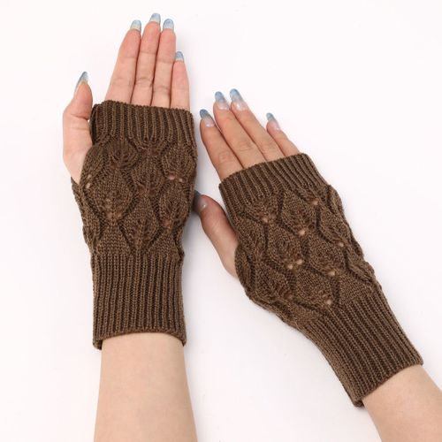 Chauffe-Bras D'hiver, Mitaines Tricotées Sans Doigts Pour Femmes, Kaki Goodnice