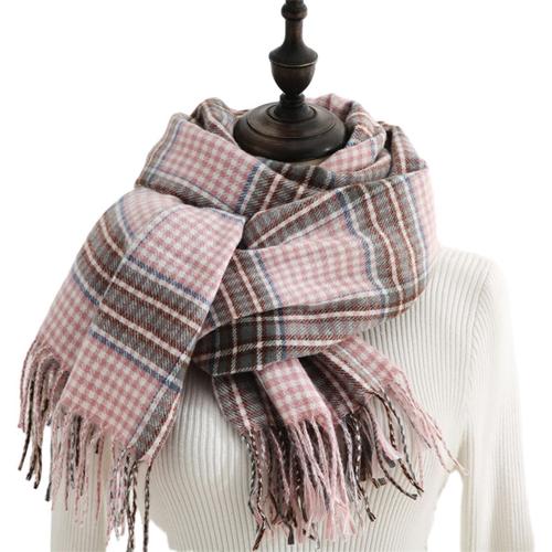 Écharpe D'hiver Pour Femme, Châle, Sensation De Cachemire, Pompon, Plaid, Grand, Surdimensionné, Rose Clair Goodnice