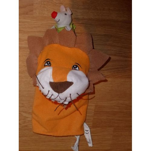 Doudou Peluche Tigre Lion Löwe Marionnette Orange Avec Bébé Souris Mousse Mause Grise Verte Tigre Klappar Cirkus Circus Ce 
