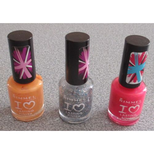 Ensemble De 3 Vernis À Ongles Rimmel : 300 Pop Your Pink + 705 Tanguy Tangerine + 500 Disco Ball 