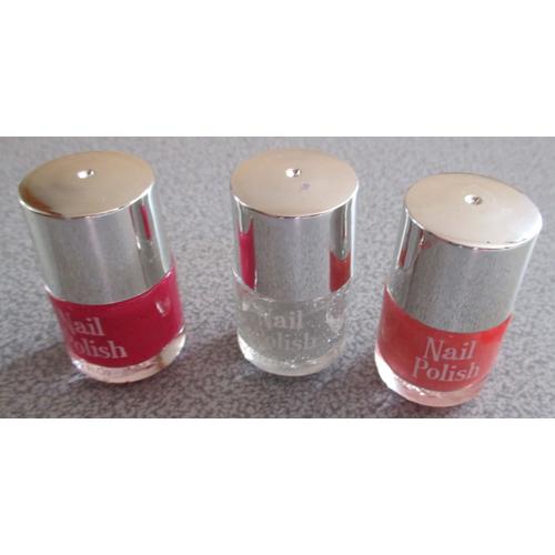 Ensemble De 3 Vernis À Ongles Nail Polish : 1 Rose Foncé Mat + 1 Rose/Orangé Brillant + 1 Pailleté Argent 